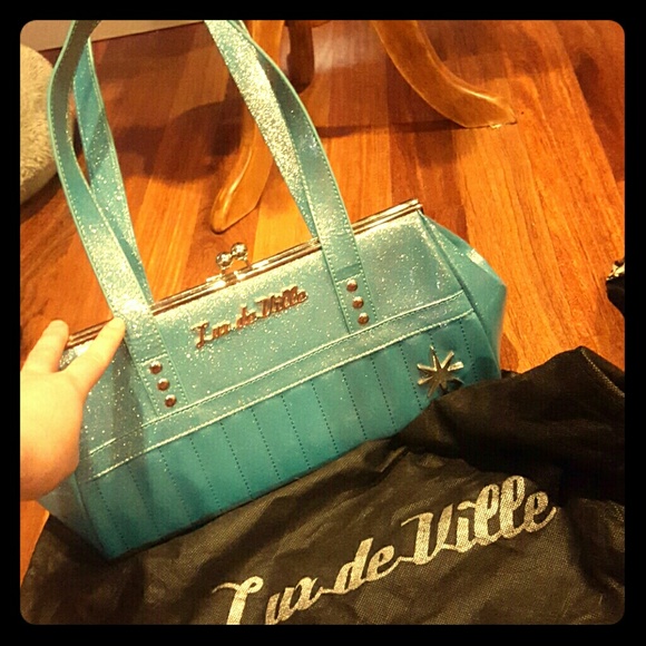 lux de ville Handbags - Lux de Ville Starlite kiss blue sparkle purse