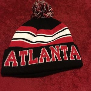 Red and black atlanta beanie