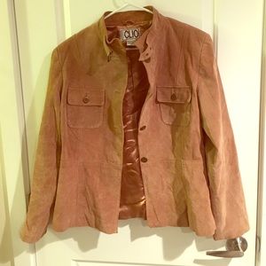 Clio solid beige suede leather jacket