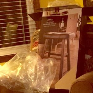 29in padded saddle stool with walnut finish