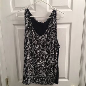 LOFT Black and White Sleeveless Blouse