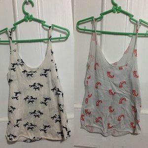 2 tanks animal printed: 🐾 fox and horse