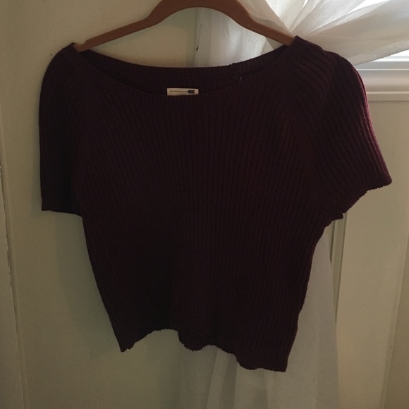 LA HEARTS BURGUNDY CROP TOP SWEATER