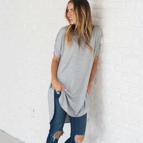 Heather Grey High Low Hem Tunic