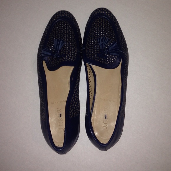 J Crew Biella Navy Tassel Loafers 7.5