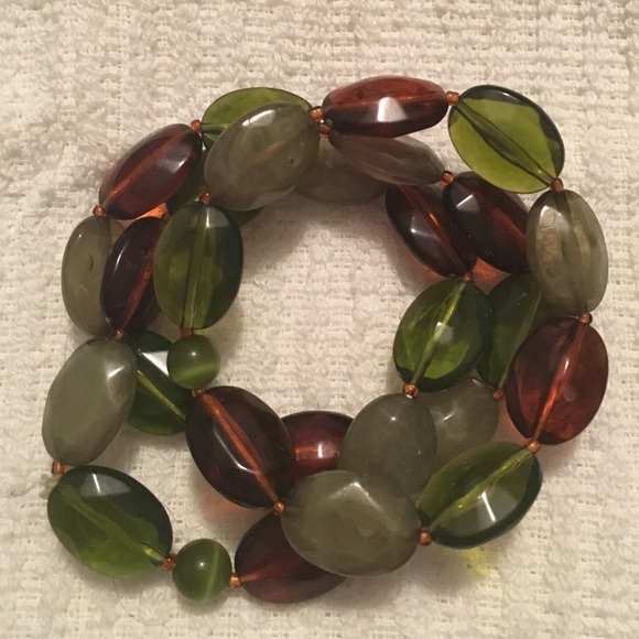 Brown and green beaded bracelets