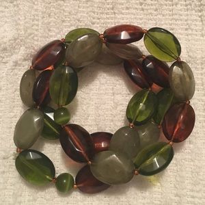 Brown and green beaded bracelets