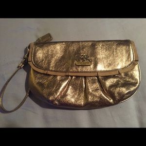 Authentic Coach Gold Metallic Wristlet