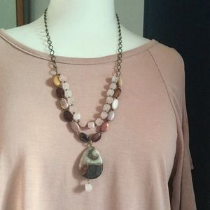 Handcrafted jasper and rose quartz necklace