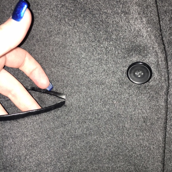 Forever 21 Long Coat w/ Faux Leather - Picture 3 of 4