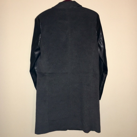 Forever 21 Long Coat w/ Faux Leather - Picture 4 of 4