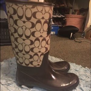 *Authentic* brown coach rain boots
