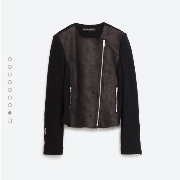 Zara Contrast faux fur Biker Jacket - Picture 3 of 4