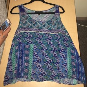 Blue tribal print tank top