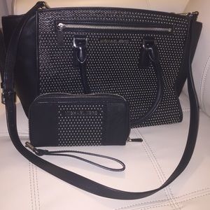 Michael Kors Studded Satchel & matching wristlet