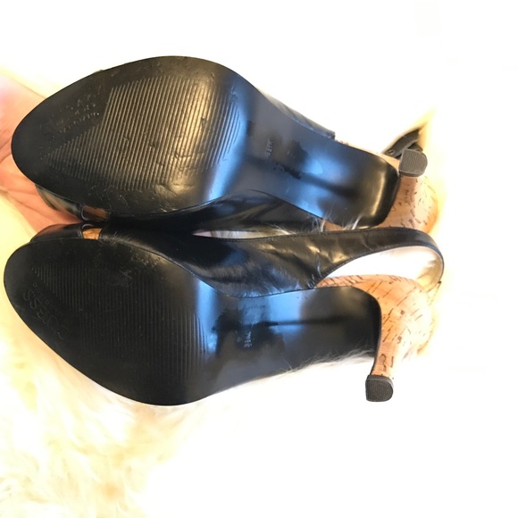 Guess by Marciano Shoes - Guess Black Cork Peep Toe Slingback Heel Guess by Marciano Shoes - Guess Black Cork Peep Toe Slingback Heel