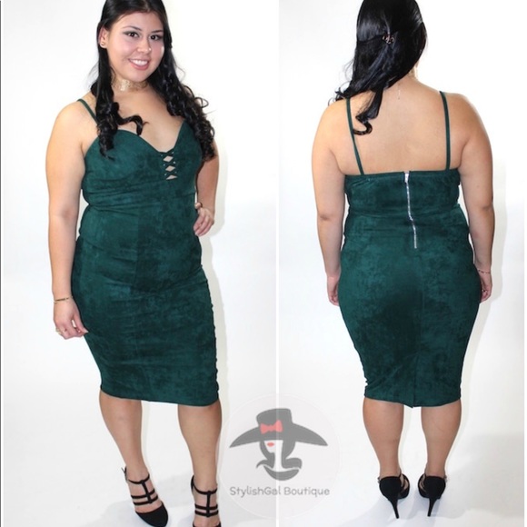 Hunter Green Suede Dress - Picture 3 of 3
