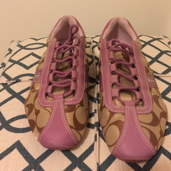 Purple/tan coach sneakers
