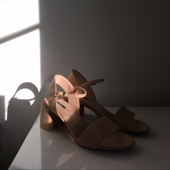 Zara Block Heels in Nude