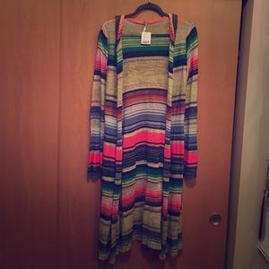 Free People knee-length hooded cardigan sweater