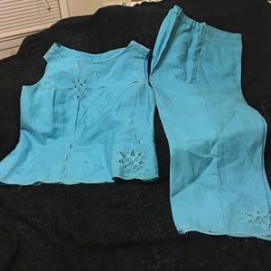 Women two piece slack and matching top