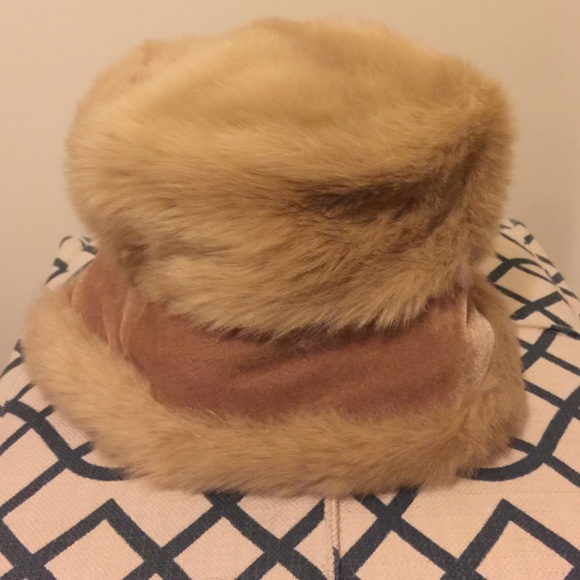 Tan faux fur hat