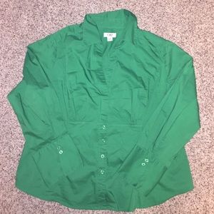 CATO woman green holiday vneck button down 18/20W