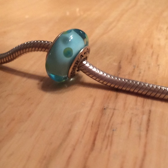 Pandora Blue Polka Dot Glass Charm
