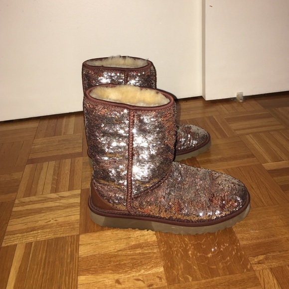 Silver and Bronze Sparkle Short Ugg Boots