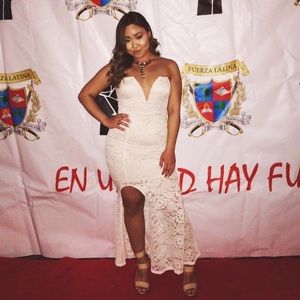 JLUXLABEL lace body on maxi dress