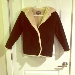 Wilsons leather hooded suede fur lined jacket