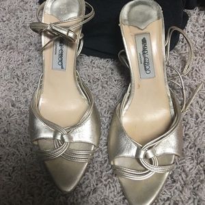 Jimmy Choo strap heals in light gold