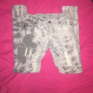 Distressed Patterned Jeans