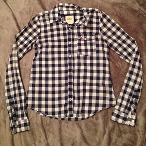 Hollister Navy Checkered Flannel