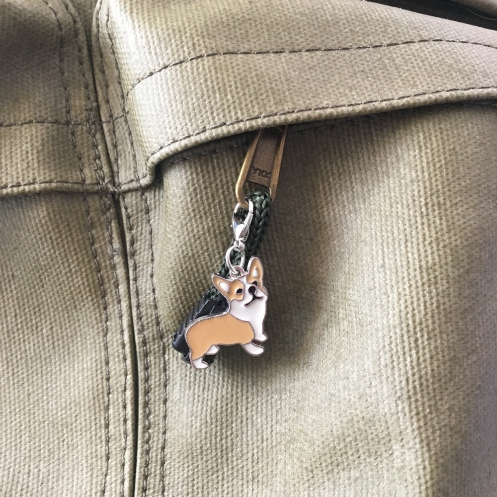 Mini Corgi dog enamel keychain charm