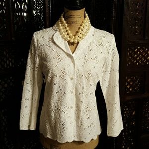 Talbots cotton lace blouse