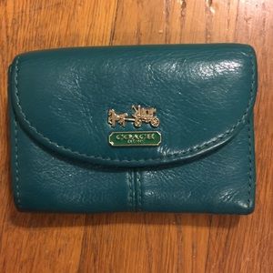Small Leather Coach Wallet Teal