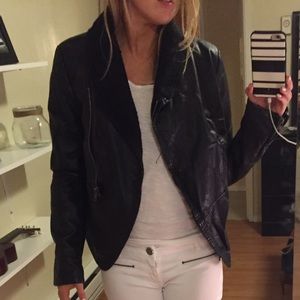 Free People Black leather jacket