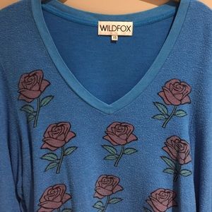 WILDFOX blue roses sweater