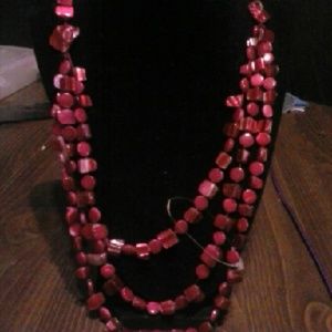 Multi strand magenta necklace