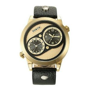 Luxury Dual Time Display Men's Sport leather watch Luxury Dual Time Display Men's Sport leather watch