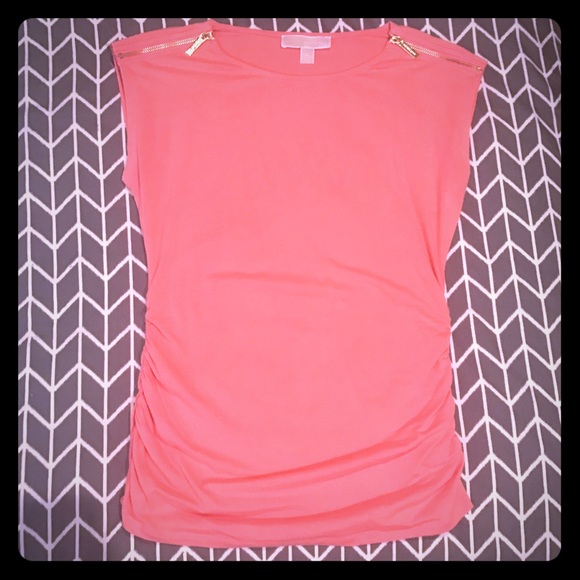 Michael Kors Peach/Coral Top with Gold Zip *M*