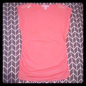 Michael Kors Peach/Coral Top with Gold Zip *M*