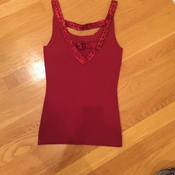 Red sequin top