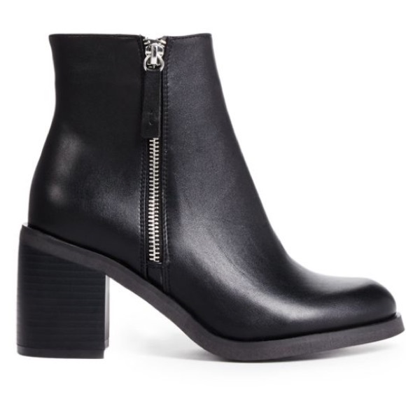 Black leather ankle boots