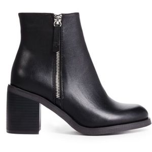 Black leather ankle boots