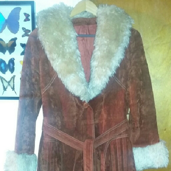 Boho faux suede vintage trenchcoat penny lane