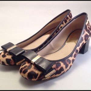 Michael Kors Fur Leopard Print Flats SZ 8.5 M