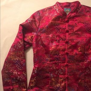 Old Navy Pink Jacket in Asian Motif - Medium