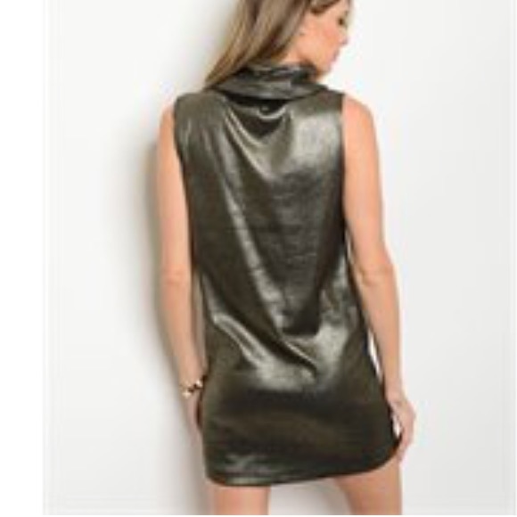 Black Metallic Mock Neck Dress - Picture 2 of 2